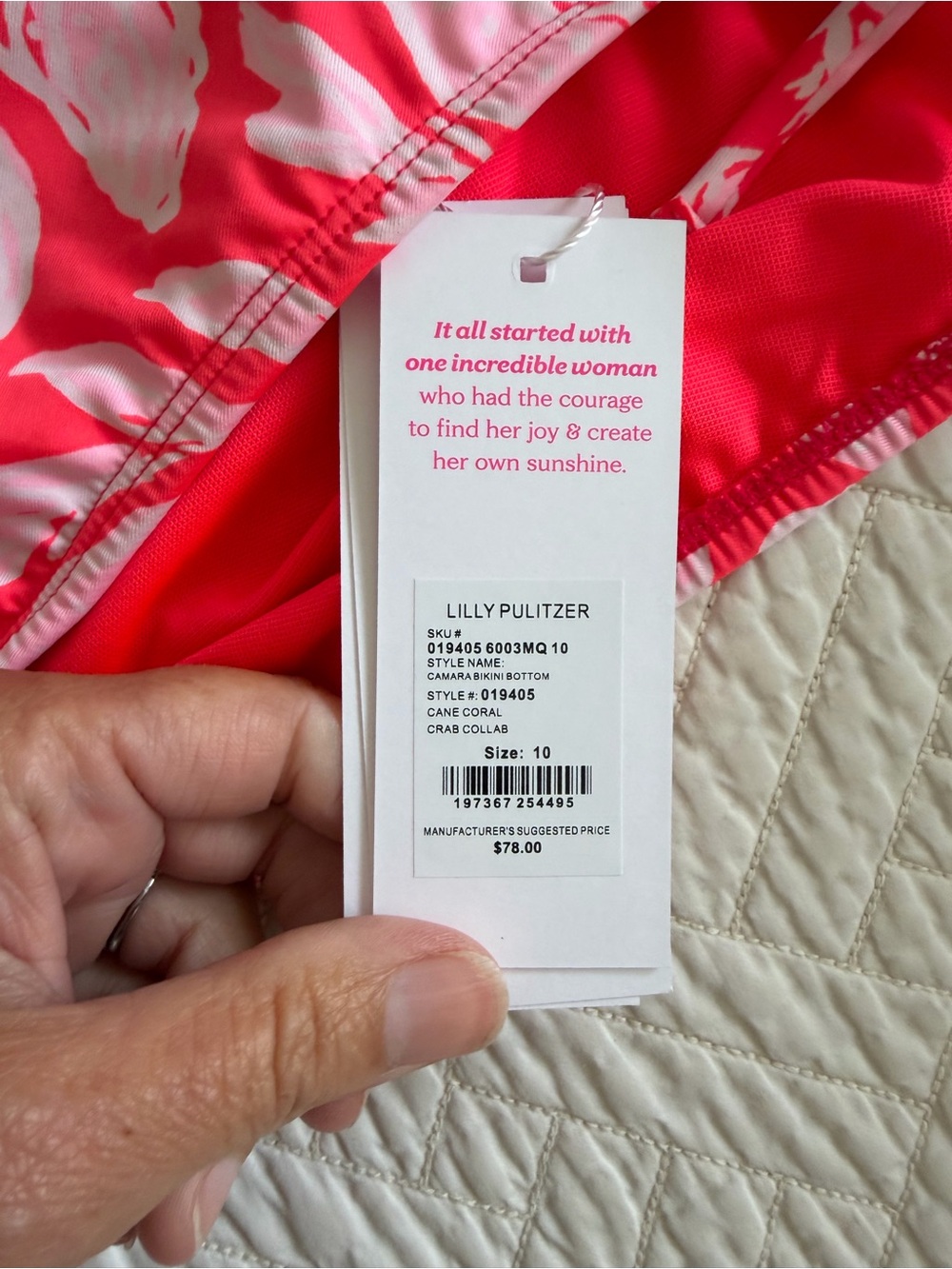 Lilly Pulitzer Camara Bikini Bottom in Cane Coral. NWT. Size 10